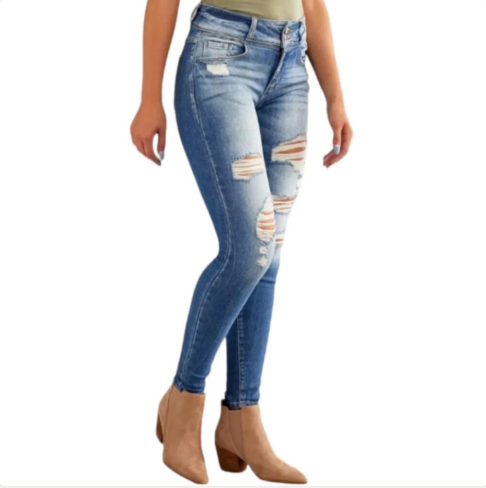 KanCan Signature | Distressed Kurvy Mid-Rise Skinny Jean